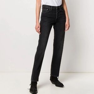 Acne Studios Blå Konst 1997 Vintage Black Straight Leg Jeans 24 Waist 32 Length